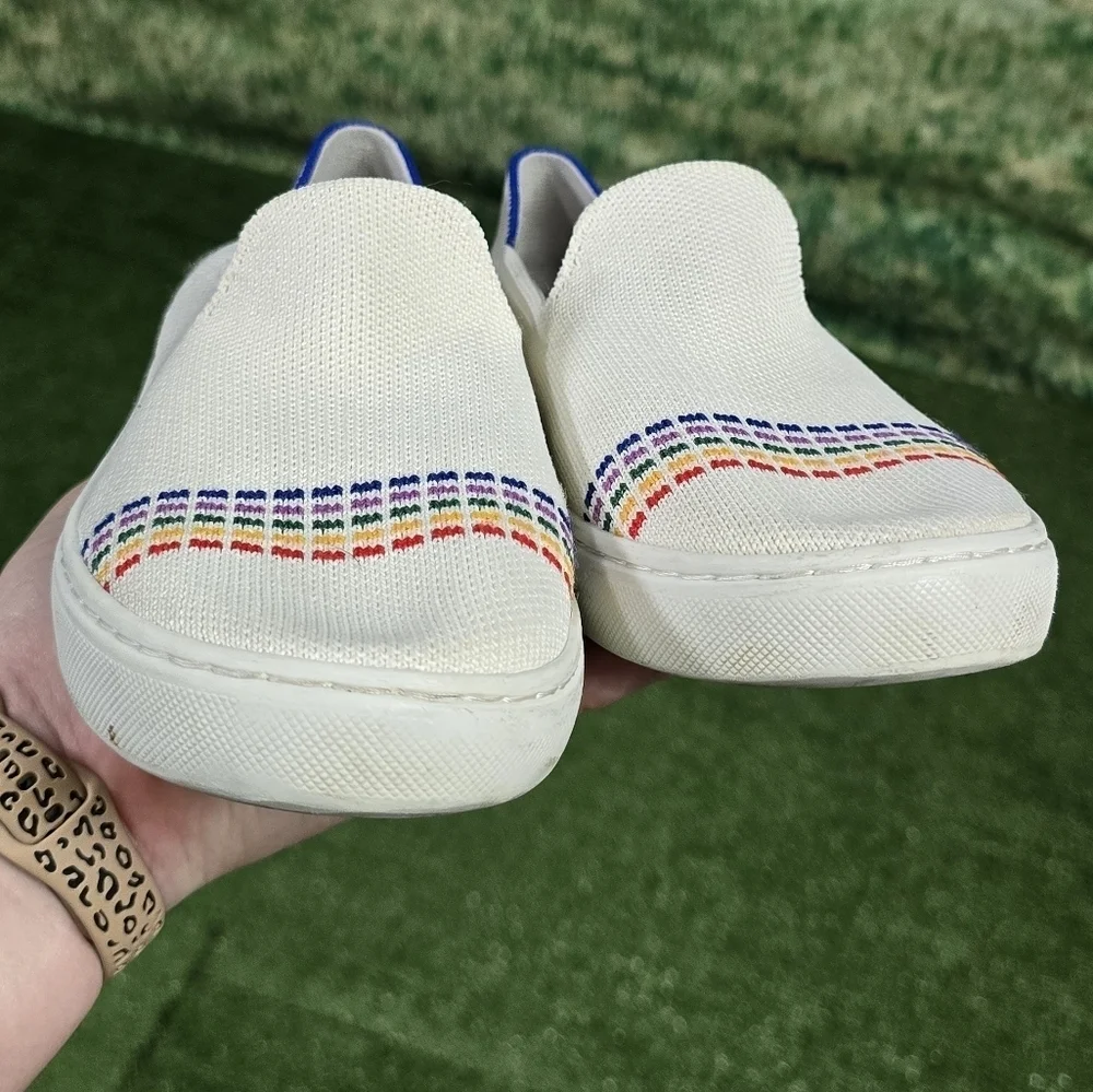 ROTHY'S | KIDS STRETCH KNIT CANVAS RAINBOW SLIP-ON SHOES
